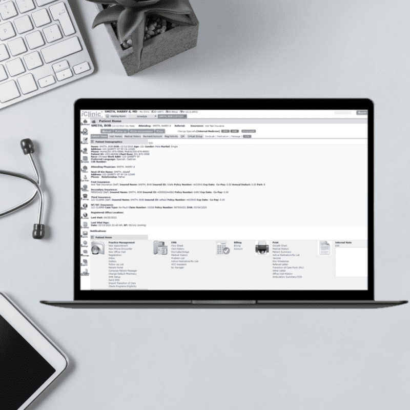 To show an ehr system: iClinic® ehr